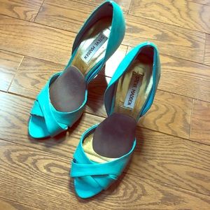 Steve Madden blue peep toe heels, size 7.5